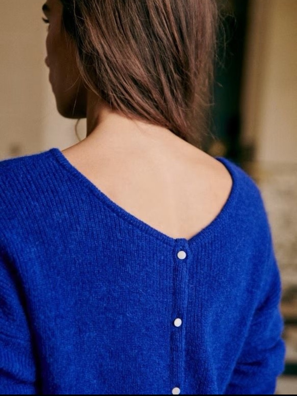 Sezane Gaspard Alpaca Wool Cardigan Sweater Electric Blue Size XS - Picture 2 of 7